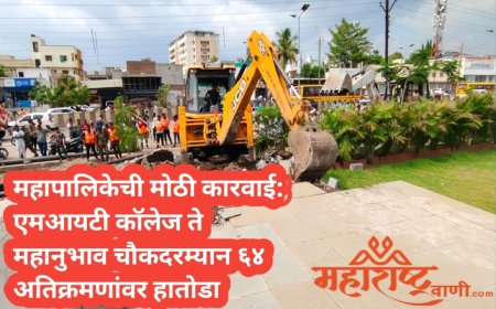महापालिकेची मोठी कारवाई: एमआयटी कॉलेज ते महानुभाव चौकदरम्यान ६४ अतिक्रमणांवर हातोडा