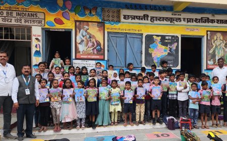 छत्रपती प्राथमिक शाळेत उत्साहात शाळा प्रवेशोत्सव आणि मोफत पाठ्यपुस्तक वाटप