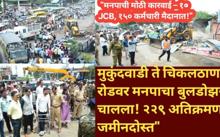 मुकुंदवाडी ते चिकलठाणा रोडवर मनपाचा बुलडोझर चालला! २२९ अतिक्रमण जमीनदोस्त"