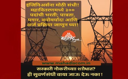इंजिनिअर्सना मोठी संधी! महावितरणमध्ये ३०० पदांची भरती; पात्रता, पगार, वयोमर्यादा आणि अर्ज प्रक्रिया जाणून घ्या!