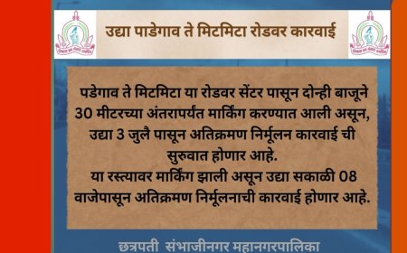 उद्या पडेगाव ते मिटमिटा रोडवर मनपाची अतिक्रमणविरोधी कारवाई; दोन्ही बाजूंनी ३० मीटर अंतरात हटवले जाणार अतिक्रमण