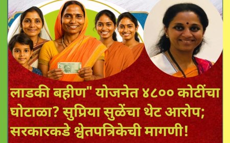 🔘"लाडकी बहीण" योजनेत ४८०० कोटींचा घोटाळा? सुप्रिया सुळेंचा थेट आरोप; सरकारकडे श्वेतपत्रिकेची मागणी!