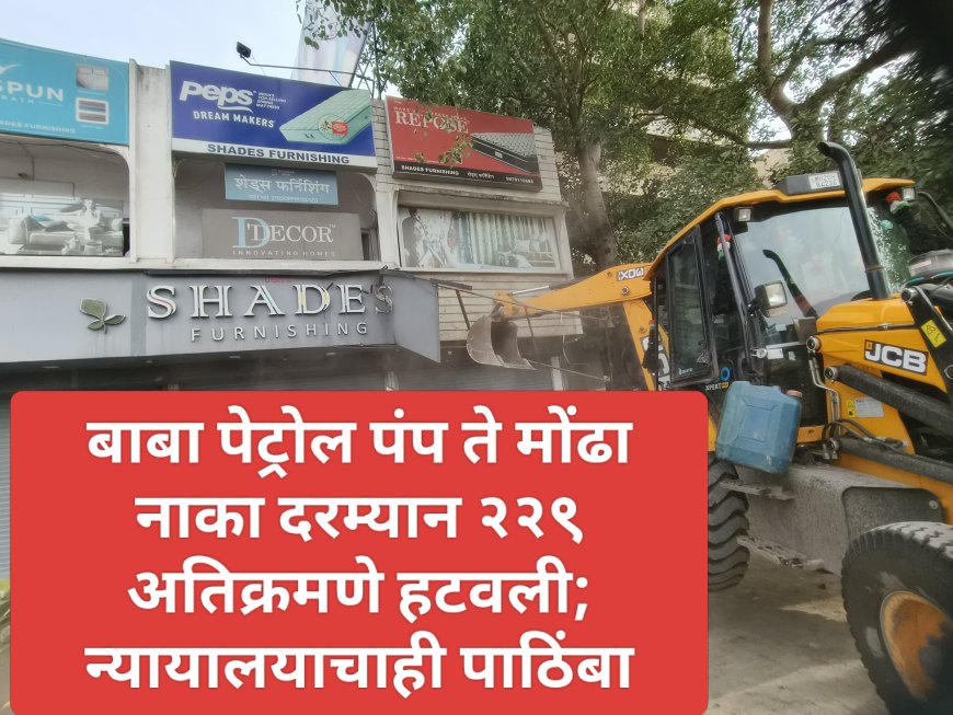 बाबा पेट्रोल पंप ते मोंढा नाका दरम्यान २२९ अतिक्रमणे हटवली; न्यायालयाचाही पाठिंबा
