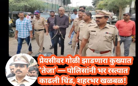 प्रेयसीवर गोळी झाडणारा कुख्यात ‘तेजा’ — पोलिसांनी भर रस्त्यात काढली धिंड, शहरभर खळबळ!