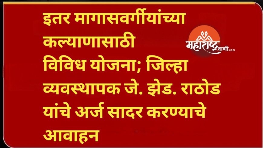 इतर मागासवर्गीयांच्या कल्याणासाठी विविध योजना; जिल्हा व्यवस्थापक जे. झेड. राठोड यांचे अर्ज सादर करण्याचे आवाहन