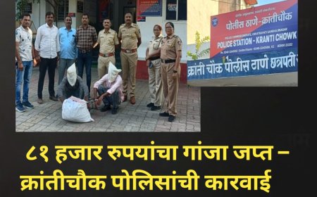 ८१ हजार रुपयांचा गांजा जप्त – क्रांतीचौक पोलिसांची कारवाई