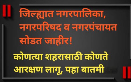 जिल्ह्यात नगरपालिका, नगरपरिषद व नगरपंचायत सोडत जाहीर!