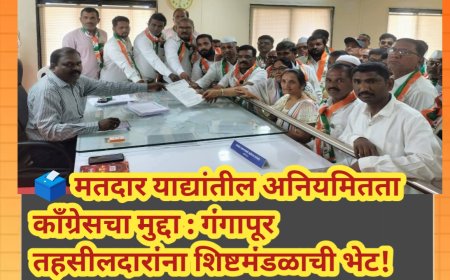 🗳️ मतदार याद्यांतील अनियमितता काँग्रेसचा मुद्दा : गंगापूर तहसीलदारांना शिष्टमंडळाची भेट!