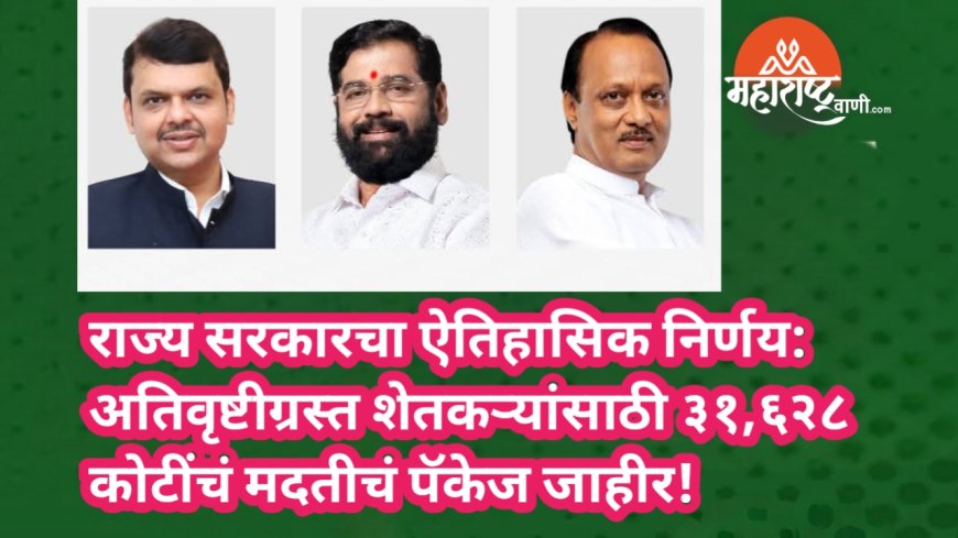 राज्य सरकारचा ऐतिहासिक निर्णय: अतिवृष्टीग्रस्त शेतकऱ्यांसाठी ३१,६२८ कोटींचं मदतीचं पॅकेज जाहीर!