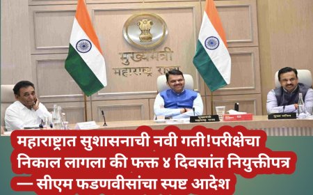 महाराष्ट्रात सुशासनाची नवी गती! परीक्षेचा निकाल लागला की फक्त ४ दिवसांत नियुक्तीपत्र — सीएम फडणवीसांचा स्पष्ट आदेश