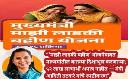 “‘माझी लाडकी बहीण’ योजनेबाबत माध्यमांतील बातम्या दिशाभूल करणाऱ्या; ५२ लाख लाभार्थी अपात्र नाहीत — मंत्री आदिती तटकरे यांचे स्पष्टीकरण”