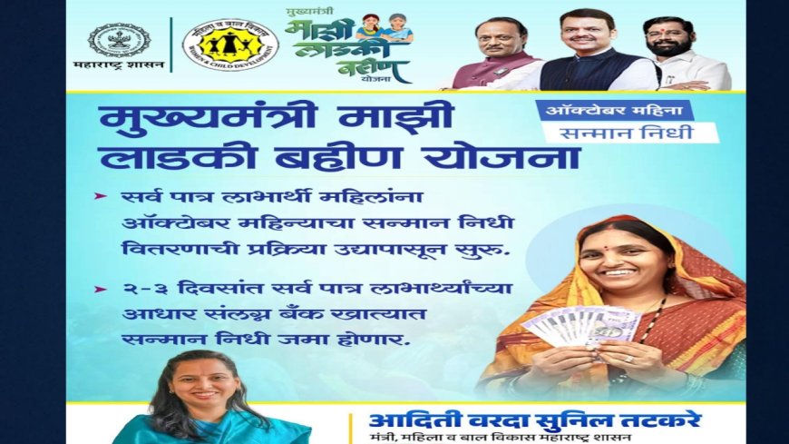 मुख्यमंत्री माझी लाडकी बहीण योजना : महिलांच्या सक्षमीकरणाची ‘सन्मान वाटचाल’ पुन्हा सुरू! उद्यापासून ऑक्टोबर महिन्याचा निधी वितरणाला सुरुवात