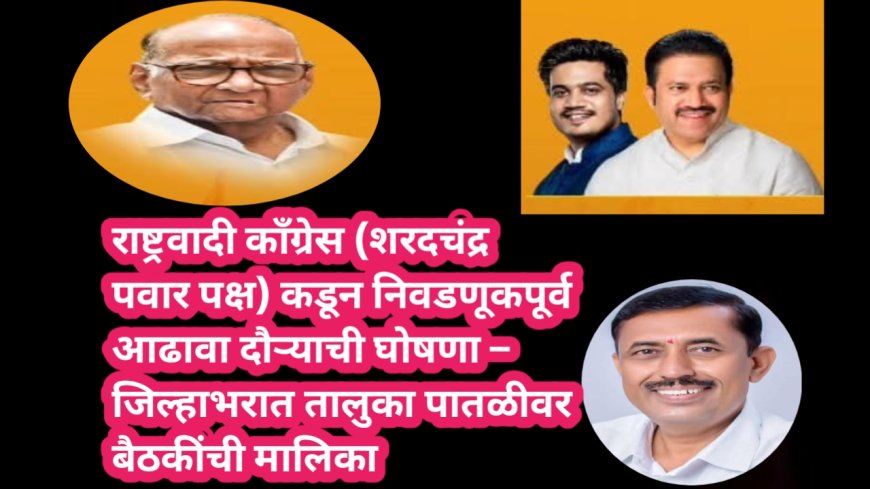 राष्ट्रवादी काँग्रेस (शरदचंद्र पवार पक्ष) कडून निवडणूकपूर्व आढावा दौऱ्याची घोषणा – जिल्हाभरात तालुका पातळीवर बैठकींची मालिका