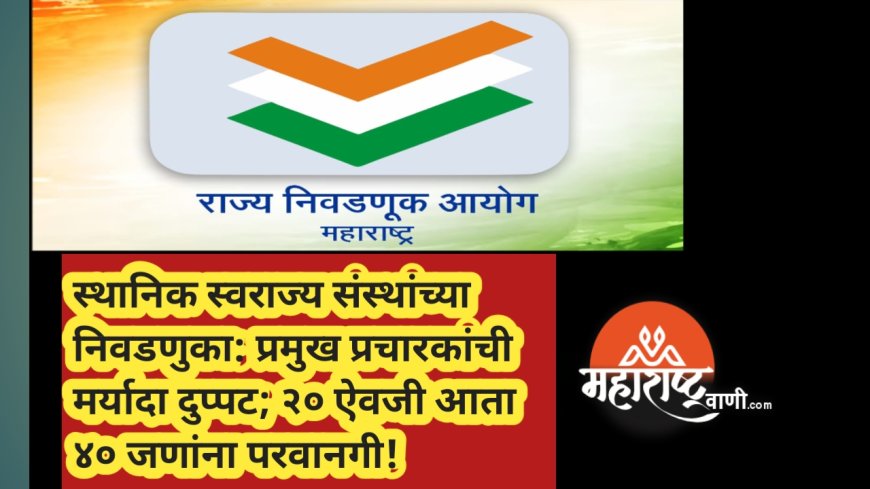 स्थानिक स्वराज्य संस्थांच्या निवडणुका: प्रमुख प्रचारकांची मर्यादा दुप्पट; २० ऐवजी आता ४० जणांना परवानगी!