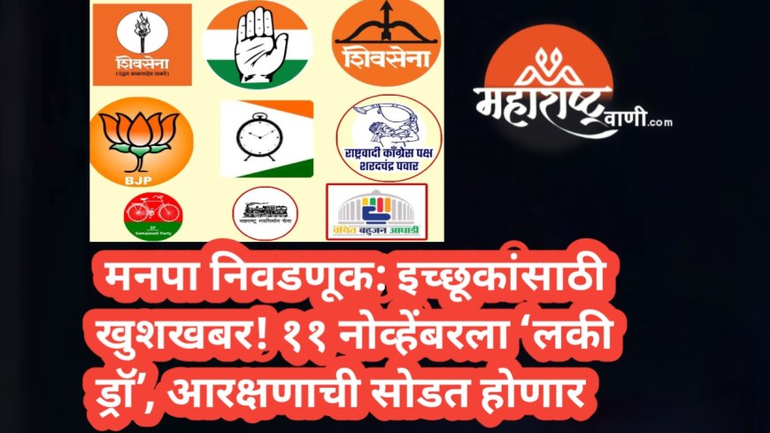 मनपा निवडणूक: इच्छूकांसाठी खुशखबर! ११ नोव्हेंबरला ‘लकी ड्रॉ’, आरक्षणाची सोडत होणार