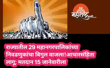 राज्यातील 29 महानगरपालिकांच्या निवडणुकांचा बिगुल वाजला!आचारसंहिता लागू; मतदान 15 जानेवारीला