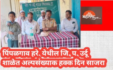 पिंपळगाव हरे. येथील जि. प. उर्दू शाळेत अल्पसंख्याक हक्क दिन साजरा