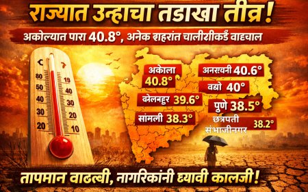 राज्यात उन्हाचा तडाखा तीव्र; अकोल्यात पारा 40.8°, अनेक शहरांत चाळीशीकडे वाटचाल