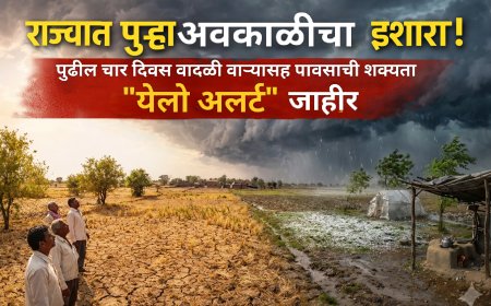 “राज्यात पुन्हा अवकाळीचा इशारा! पुढील ४ दिवस वादळी वाऱ्यासह पावसाची शक्यता; ‘यलो अलर्ट’ जाहीर”