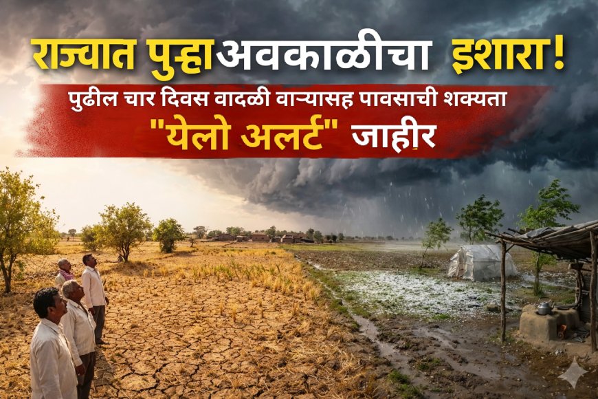 “राज्यात पुन्हा अवकाळीचा इशारा! पुढील ४ दिवस वादळी वाऱ्यासह पावसाची शक्यता; ‘यलो अलर्ट’ जाहीर”