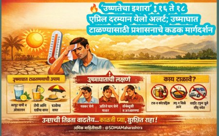 🔥 ‘उष्णतेचा इशारा’ : १६ ते १८ एप्रिल दरम्यान येलो अलर्ट; उष्माघात टाळण्यासाठी प्रशासनाचे कडक मार्गदर्शन