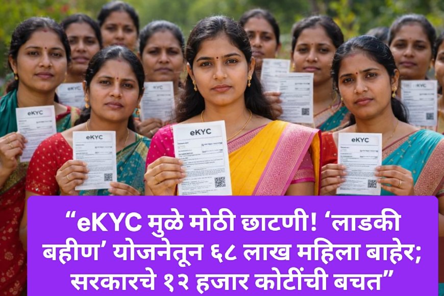 “eKYC मुळे मोठी छाटणी! ‘लाडकी बहीण’ योजनेतून ६८ लाख महिला बाहेर; सरकारचे १२ हजार कोटींची बचत”