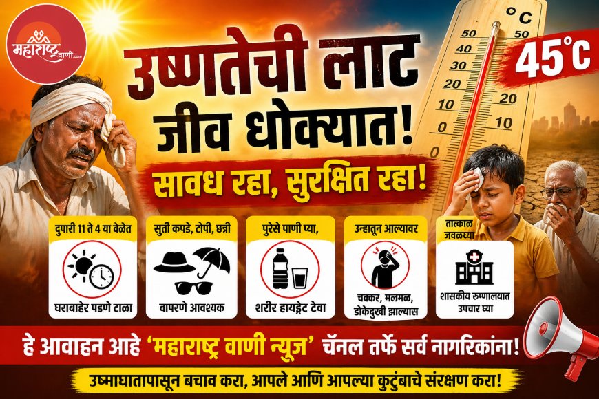 🔥“४५° पार तापमानाचा कहर! उष्णतेच्या लाटेत जीव धोक्यात – ‘महाराष्ट्र वाणी’चे तातडीचे आवाहन”