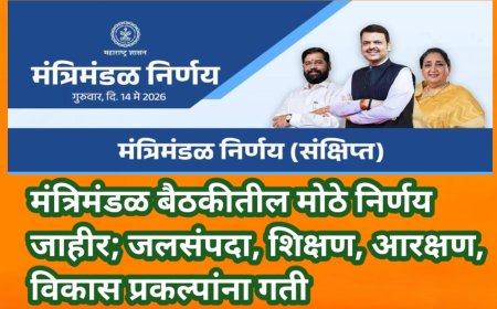 मंत्रिमंडळ बैठकीतील मोठे निर्णय जाहीर; जलसंपदा, शिक्षण, आरक्षण, विकास प्रकल्पांना गती