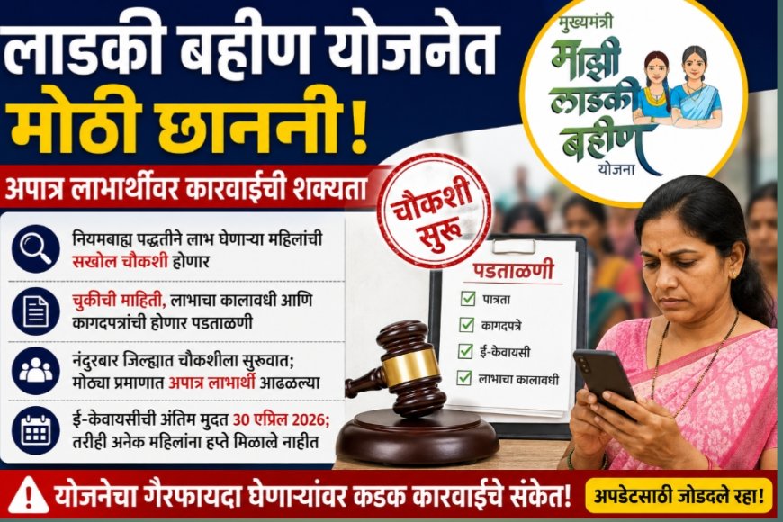 🚨 लाडकी बहीण योजनेत मोठी छाननी; अपात्र लाभार्थींवर कारवाईची शक्यता, प्रशासनाचा इशारा!