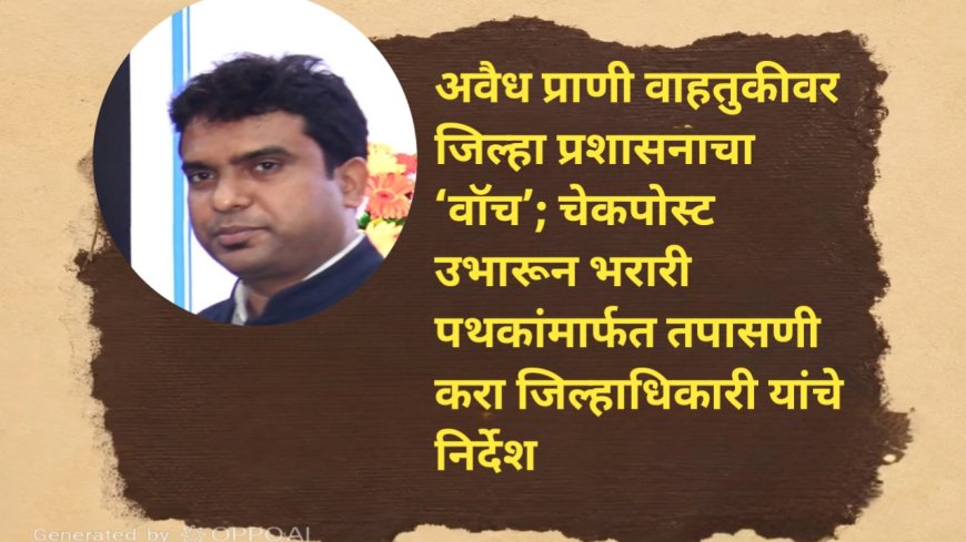 अवैध प्राणी वाहतुकीवर जिल्हा प्रशासनाचा ‘वॉच’; चेकपोस्ट उभारून भरारी पथकांमार्फत तपासणी करा जिल्हाधिकारी यांचे निर्देश