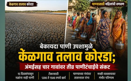 बेकायदा पाणी उपशामुळे केळगाव तलाव कोरडा; अंभईसह चार गावांवर तीव्र पाणीटंचाईचे संकट