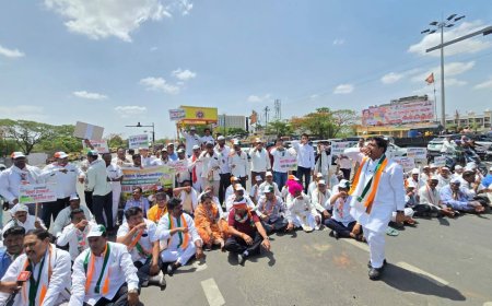 खत विक्रीच्या नव्या मोबाईल प्रणालीविरोधात काँग्रेसचा रस्ता रोको; शेतकऱ्यांच्या प्रश्नांवर सरकारला इशारा