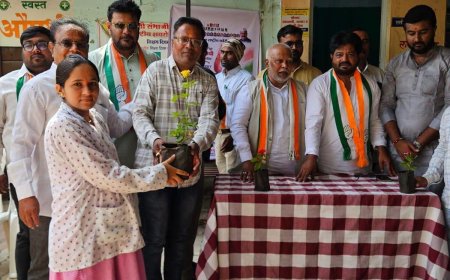 राहुल गांधी यांच्या वाढदिवसानिमित्त युवक काँग्रेसचा सामाजिक उपक्रम; आरोग्य कर्मचाऱ्यांचा रोपटे देऊन सन्मान