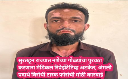 सुरतहून राज्यात नशेच्या गोळ्यांचा पुरवठा करणारा मेडिकल रिप्रेझेंटेटिव्ह अटकेत; अंमली पदार्थ विरोधी टास्क फोर्सची मोठी कारवाई