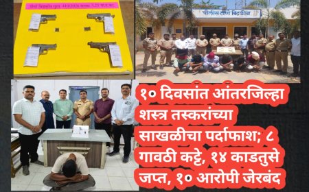 १० दिवसांत आंतरजिल्हा शस्त्र तस्करांच्या साखळीचा पर्दाफाश; ८ गावठी कट्टे, १४ काडतुसे जप्त, १० आरोपी जेरबंद