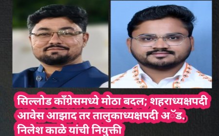 सिल्लोड काँग्रेसमध्ये मोठा बदल; शहराध्यक्षपदी आवेस आझाद तर तालुकाध्यक्षपदी अॅड. निलेश काळे यांची नियुक्ती