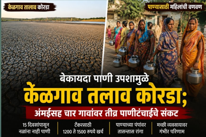 बेकायदा पाणी उपशामुळे केळगाव तलाव कोरडा; अंभईसह चार गावांवर तीव्र पाणीटंचाईचे संकट
