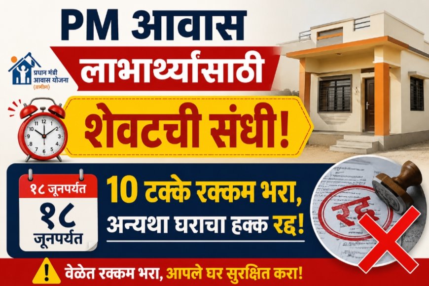 PM आवास लाभार्थ्यांसाठी शेवटची संधी; १८ जूनपर्यंत १० टक्के रक्कम भरा, अन्यथा घराचा हक्क रद्द!