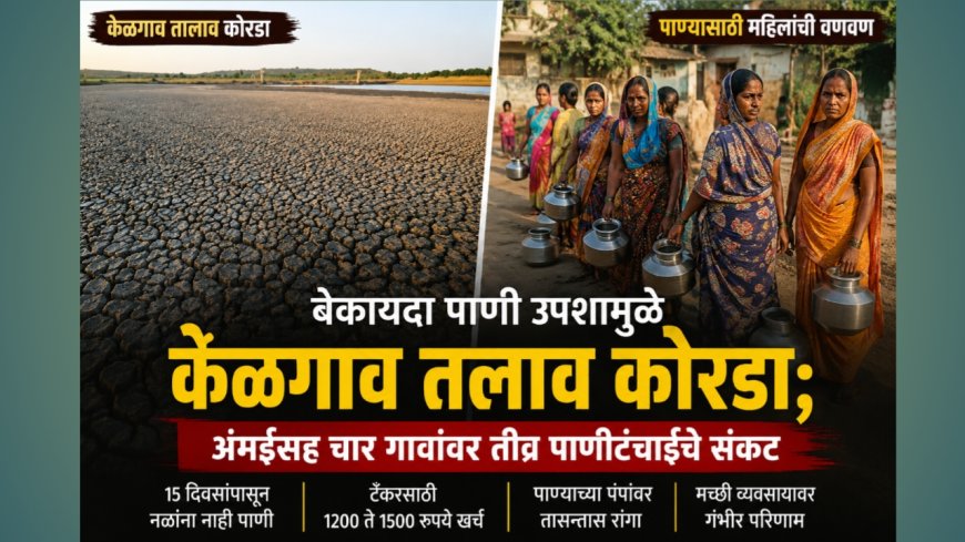 बेकायदा पाणी उपशामुळे केळगाव तलाव कोरडा; अंभईसह चार गावांवर तीव्र पाणीटंचाईचे संकट