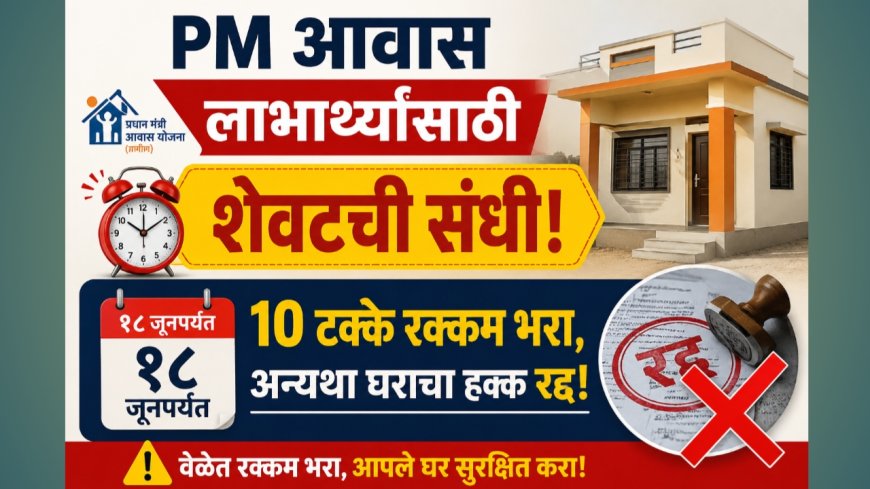 PM आवास लाभार्थ्यांसाठी शेवटची संधी; १८ जूनपर्यंत १० टक्के रक्कम भरा, अन्यथा घराचा हक्क रद्द!