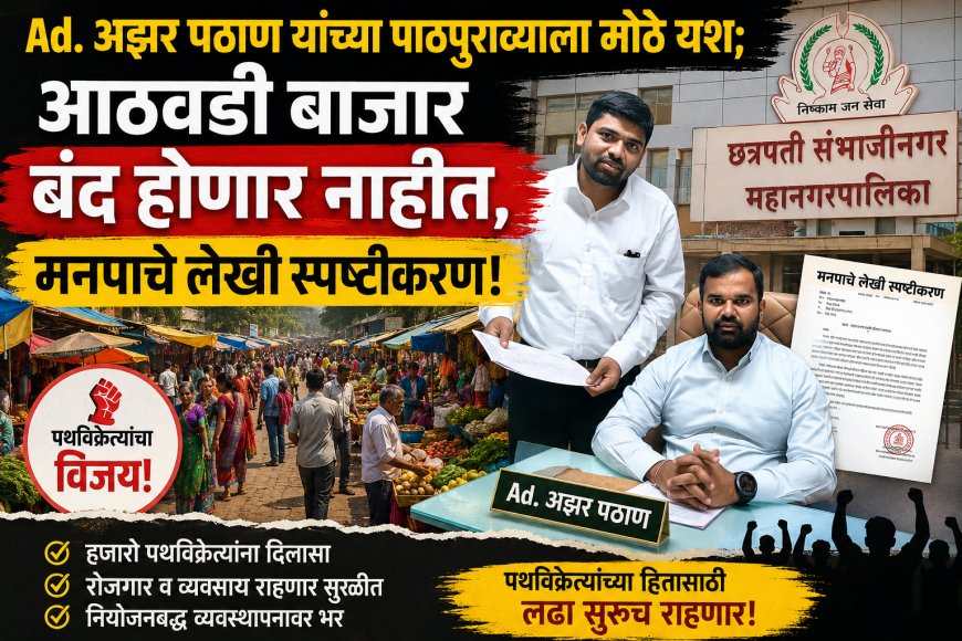 अँड. अझर पठाण यांच्या पाठपुराव्याला मोठे यश; आठवडी बाजार बंद होणार नाहीत, मनपाचे लेखी स्पष्टीकरण!
