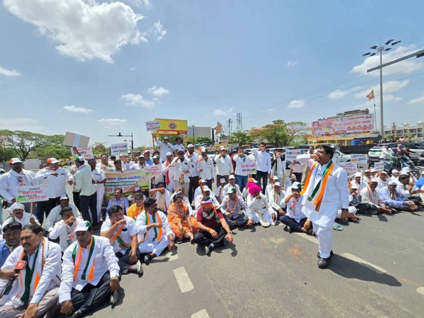 खत विक्रीच्या नव्या मोबाईल प्रणालीविरोधात काँग्रेसचा रस्ता रोको; शेतकऱ्यांच्या प्रश्नांवर सरकारला इशारा