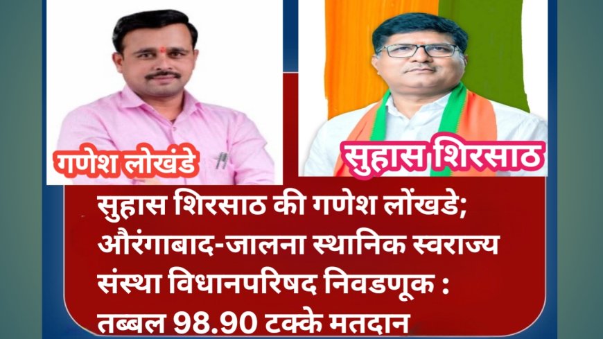 सुहास शिरसाठ की गणेश लोंखडे; औरंगाबाद-जालना स्थानिक स्वराज्य संस्था विधानपरिषद निवडणूक : तब्बल 98.90 टक्के मतदान