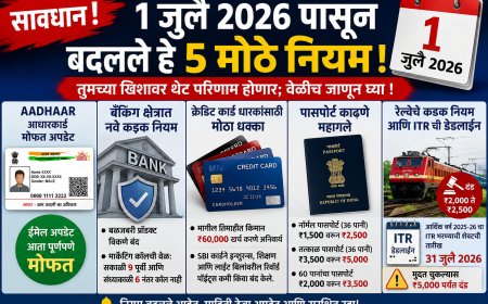 १ जुलैपासून देशात ५ मोठे बदल लागू; आधार, बँकिंग, पासपोर्ट ते ITR पर्यंत तुमच्या खिशावर परिणाम!