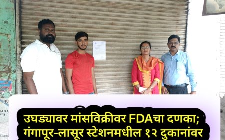 उघड्यावर मांसविक्रीवर FDAचा दणका; गंगापूर-लासूर स्टेशनमधील १२ दुकानांवर कारवाई, ६ दुकाने सील