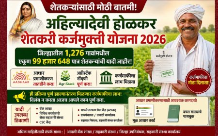 अहिल्यादेवी होळकर कर्जमुक्ती योजनेची जिल्ह्यात 99,648 शेतकऱ्यांची पहिली यादी जाहीर; आधार प्रमाणीकरण तातडीने करा!