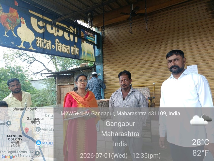 उघड्यावर मांसविक्रीवर FDAचा दणका; गंगापूर-लासूर स्टेशनमधील १२ दुकानांवर कारवाई, ६ दुकाने सील