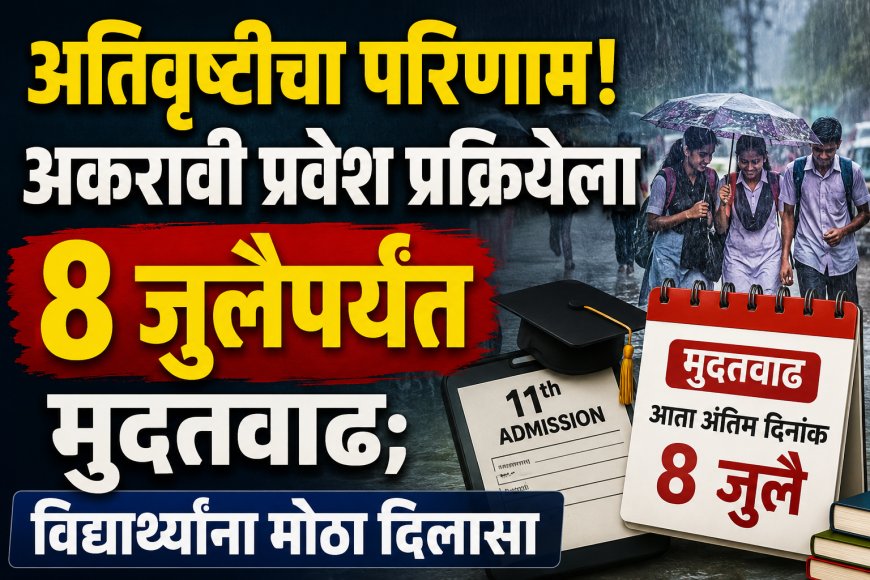 अतिवृष्टीचा परिणाम! अकरावी प्रवेश प्रक्रियेला ८ जुलैपर्यंत मुदतवाढ; विद्यार्थ्यांना मोठा दिलासा