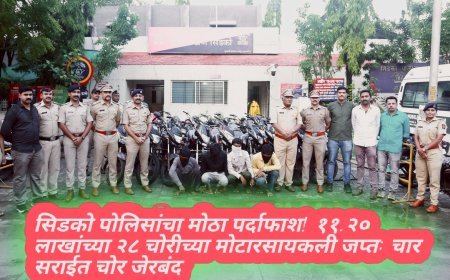 सिडको पोलिसांचा मोठा पर्दाफाश! ११.२० लाखांच्या २८ चोरीच्या मोटारसायकली जप्त; चार सराईत चोर जेरबंद