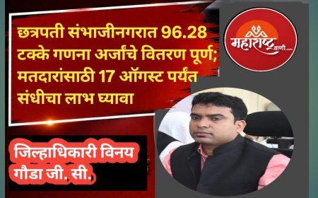 छत्रपती संभाजीनगरात 96.28 टक्के गणना अर्जांचे वितरण पूर्ण; मतदारांसाठी 17 ऑगस्ट पर्यंत संधीचा लाभ घ्यावा- जिल्हाधिकारी विनय गौडा जी. सी.